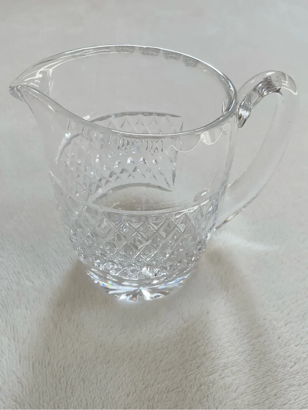 Signed Waterford Crystal Creamer Scalloped Rim Diamond Cut